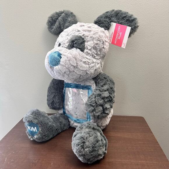 Mother's Day Large Gray and Blue Puppy Plush with Built-In Photo Frame, 13 in - Picture 2 of 6
